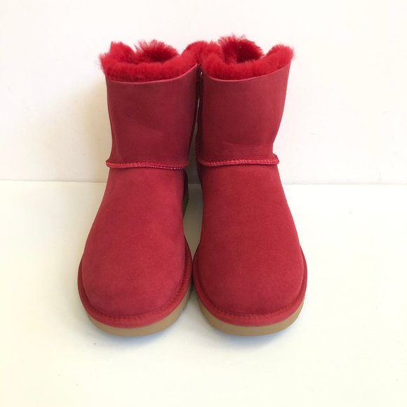 UGG CLASSIC MINI BAILEY HERITAGE BOW RED WINE BOOTS - Picture 4 of 5